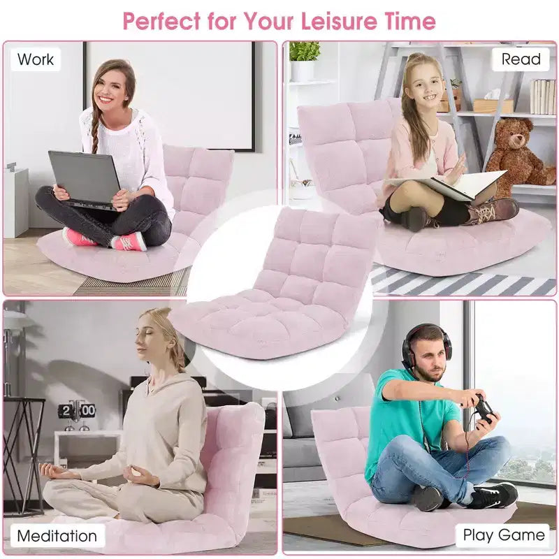 Sedia da pavimento regolabile in 14 posizioni con seduta imbottita, poltrona pieghevole "Lazy Sofa"