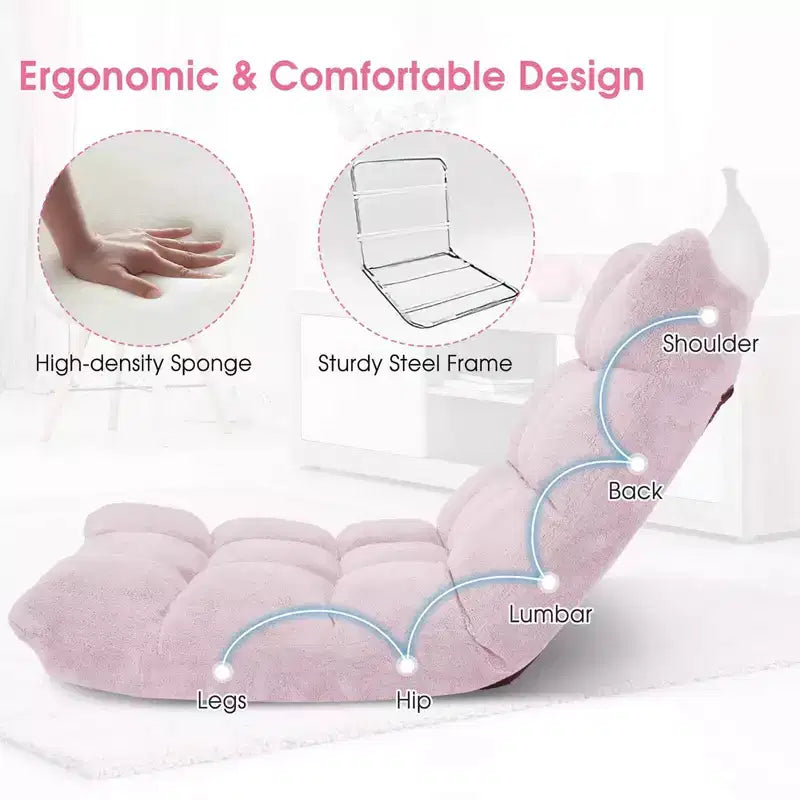 Sedia da pavimento regolabile in 14 posizioni con seduta imbottita, poltrona pieghevole "Lazy Sofa"