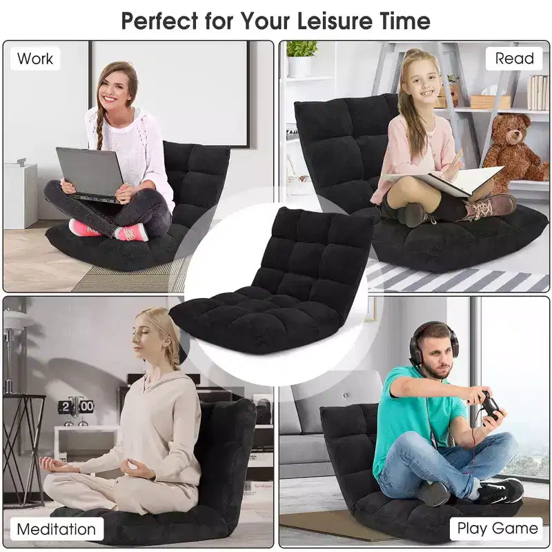 Sedia da pavimento regolabile in 14 posizioni con seduta imbottita, poltrona pieghevole "Lazy Sofa"