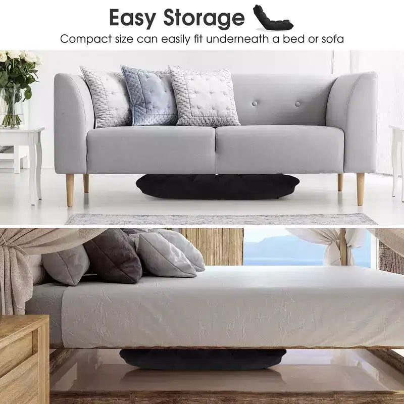 Sedia da pavimento regolabile in 14 posizioni con seduta imbottita, poltrona pieghevole "Lazy Sofa"
