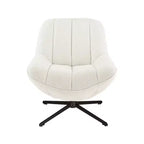 Poltrona girevole moderna con gambe in metallo, rivestimento in tessuto, senza braccioli, bianco sporco