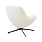 Poltrona girevole moderna con gambe in metallo, rivestimento in tessuto, senza braccioli, bianco sporco