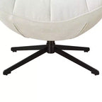 Poltrona girevole moderna con gambe in metallo, rivestimento in tessuto, senza braccioli, bianco sporco