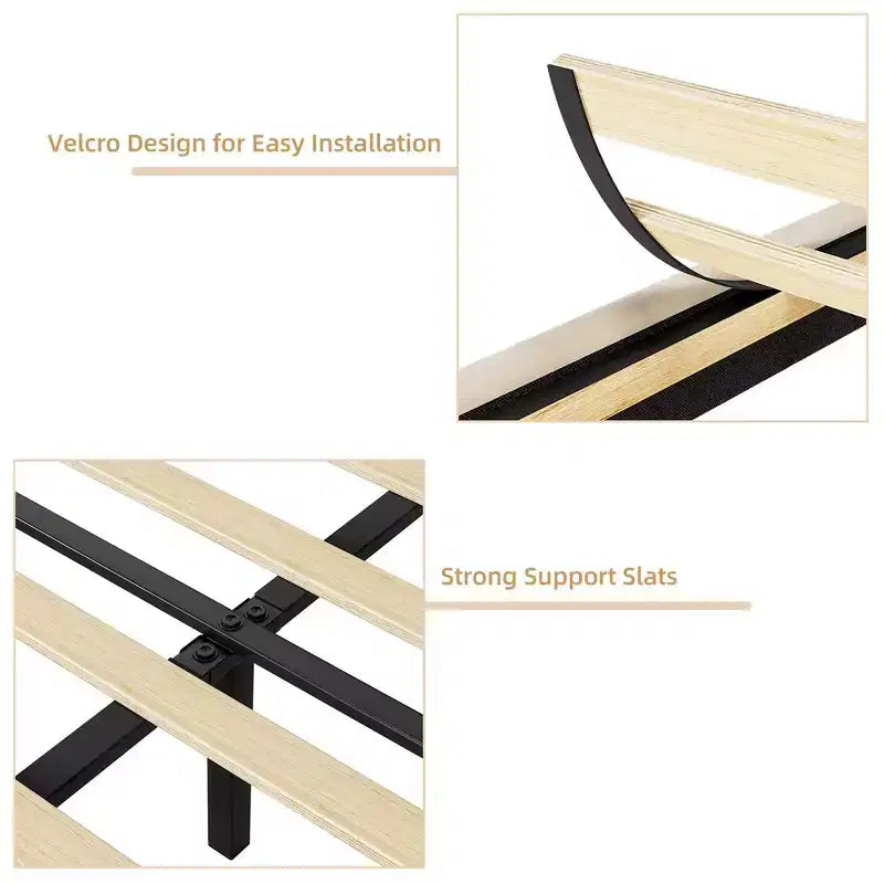 Struttura letto King/Queen/Full Size con testiera regolabile, letto a piattaforma imbottito in velluto, doghe in legno massiccio, nessun bisogno di rete a molle