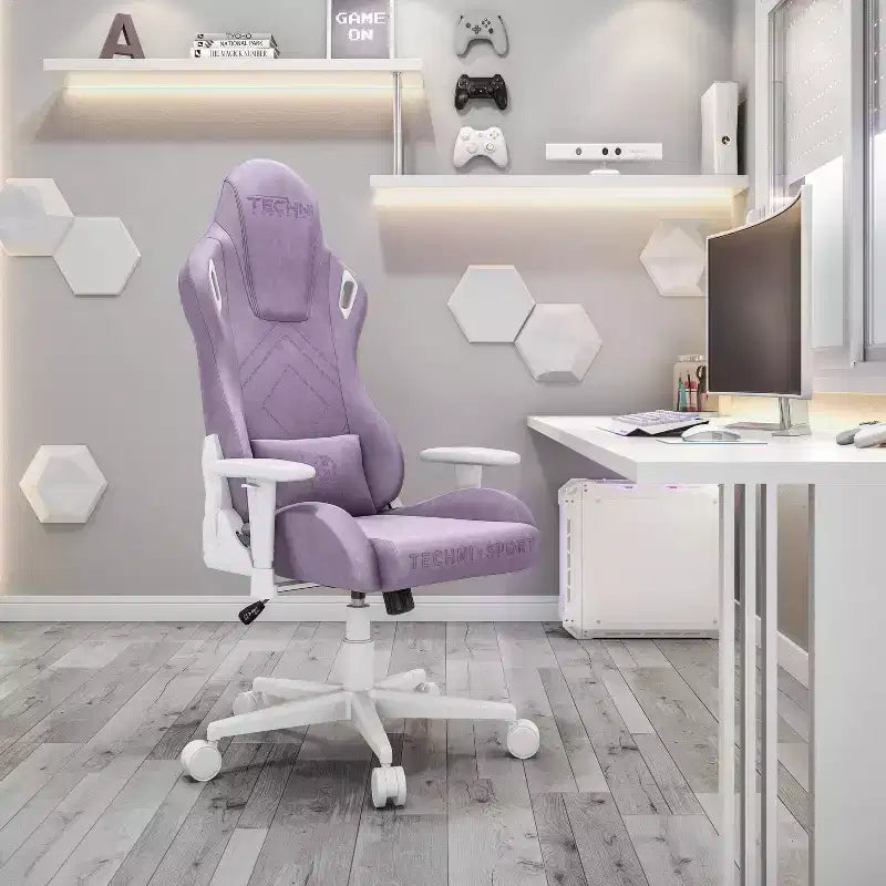 Sedia da gaming in velluto con memory foam e supporto lombare regolabile