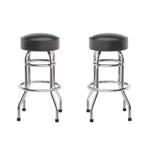 Flash Furniture 2 Pack Double Ring Chrome Barstool