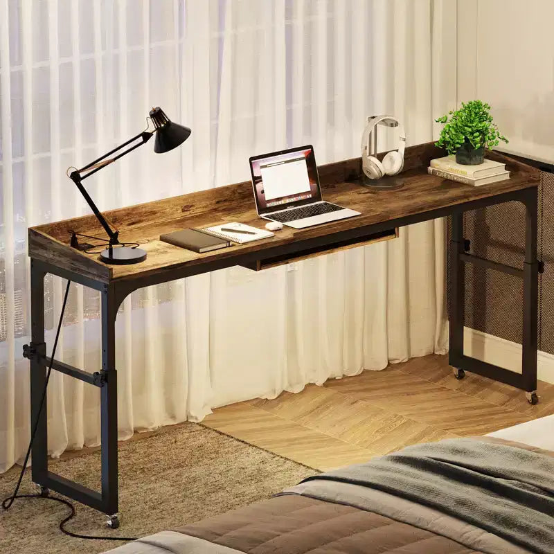 Tavolo da letto regolabile in altezza con ruote e piano inclinabile