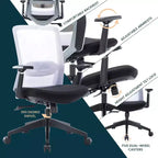Sedia da ufficio in rete con altezza regolabile, base girevole, supporto lombare e funzione di inclinazione