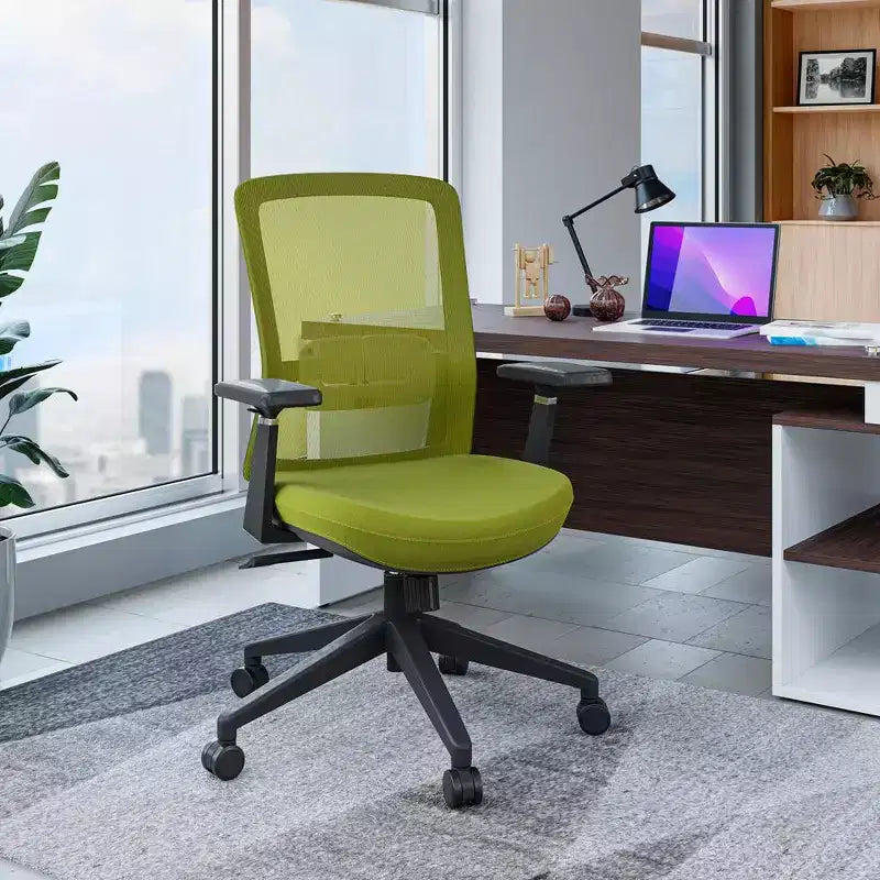 Sedia da ufficio in rete con altezza regolabile, base girevole, supporto lombare e funzione di inclinazione