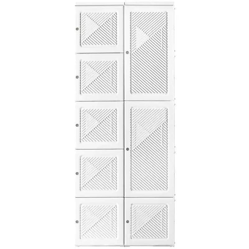 Armadio Guardaroba Portatile con Ripiani a Cubo, Aste Appendiabiti e Ante Magnetiche – Bianco